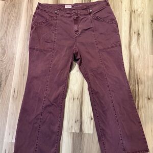 Pilcro Burgundy Wide-Leg Trousers